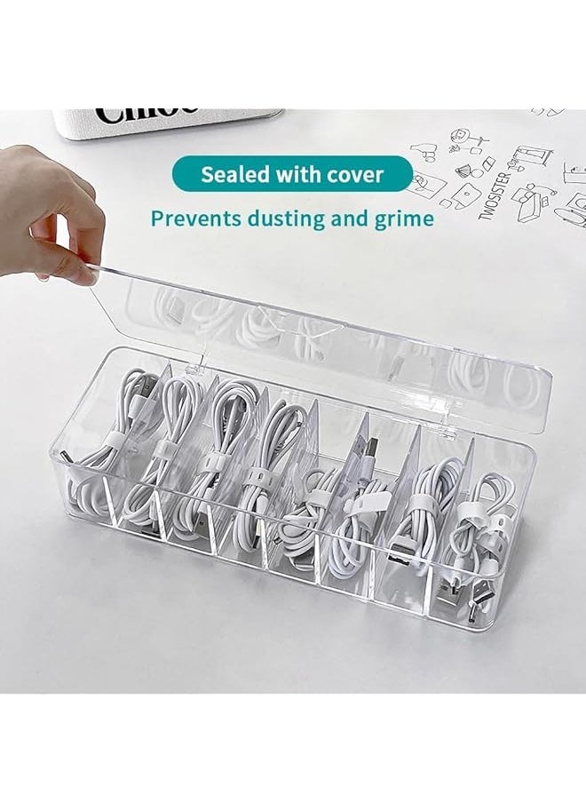 Plastic Transparent Cable Management Box With 10 Wire Ties With 8 Compartments Electronics Organizer For Office Stationery Supplies Home Use Cable Management Tidy Desk Accessories Storage - pzsku/Z5588275C156D08859EDAZ/45/_/1740917292/575794b2-0441-44ed-a9f5-acb93df1b3e4