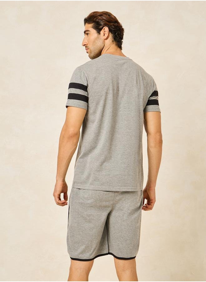 Striped Sleeves Detail T-Shirt & Shorts Set - pzsku/Z558828F33B1BEA6B9502Z/45/_/1720784621/f9f92a85-64e8-4502-bc9a-6b7f1c1e09d0
