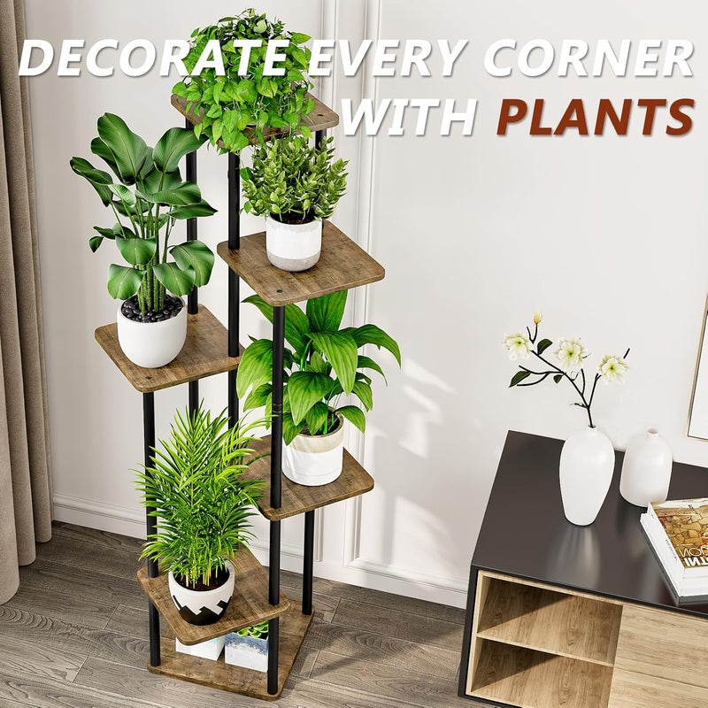 AZERPIAN Plant Stand with 6 Tiers, Metal Flower Shelf for Multiple Plants, Tall Corner Flower Holder for Terrace, Garden, Living Room, Balcony, Bedroom, Black - Image 5