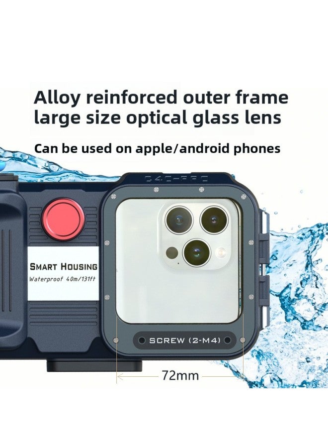 Diving Special Mobile Phone Waterproof Shell HD Photo Video Swimming Snorkeling Artifact Apple Huawei Xiaomi Universal Shell-Color:C40pro Standard Configuration + Wide-angle Lens + Red Lens  - Image 3