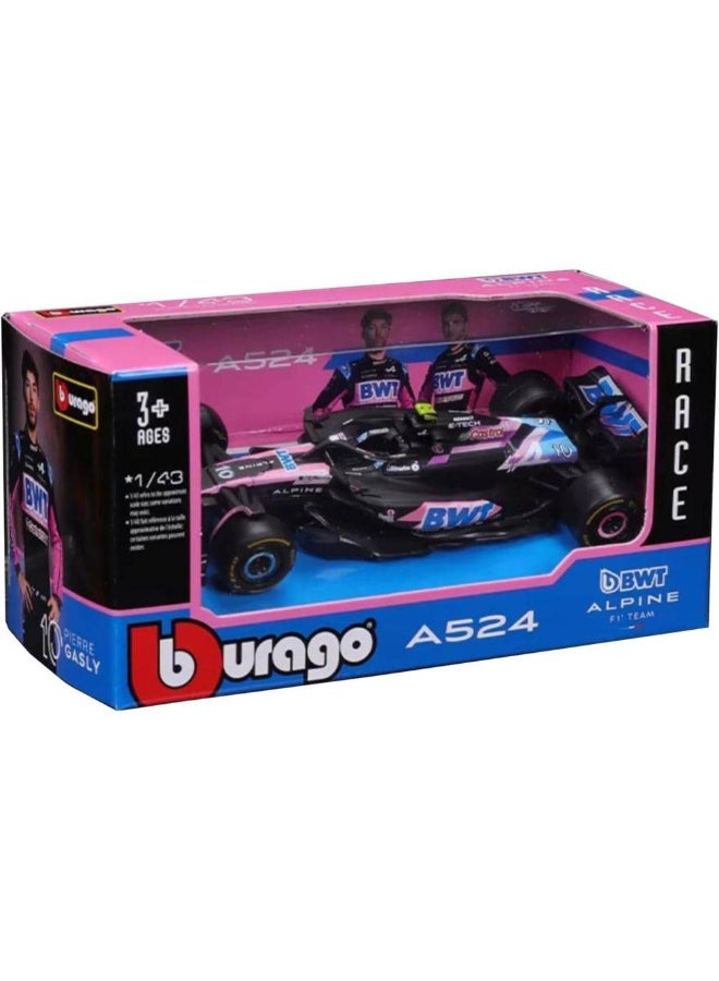 Bburago Race BWT Alpine F1 Team A524 #31 Esteban Ocon Die-cast Car (1:43, Pink/Black) - Image 1