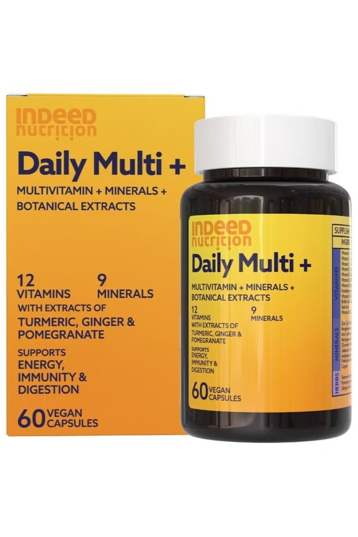 إنديد كبسولات متعددة يومية، 60 كبسولة، فيتامينات متعددة ومعادن للطاقة والمناعة والهضم - Image 1