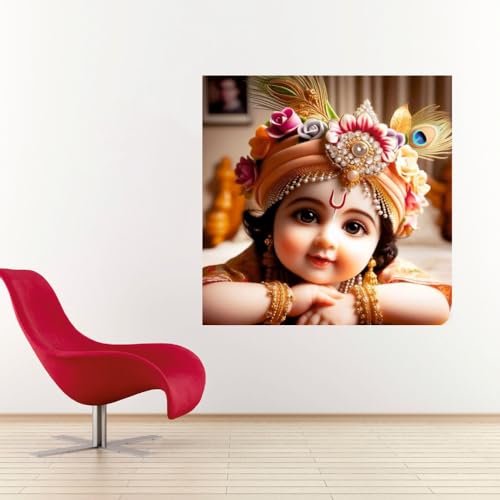 Akki Wold Vinyl Lord Little Cute Krishna Gopal Wall Poster For Living Room, Kids Room, Pooja Room (Size - 46Cm X 46Cm) - Image 2