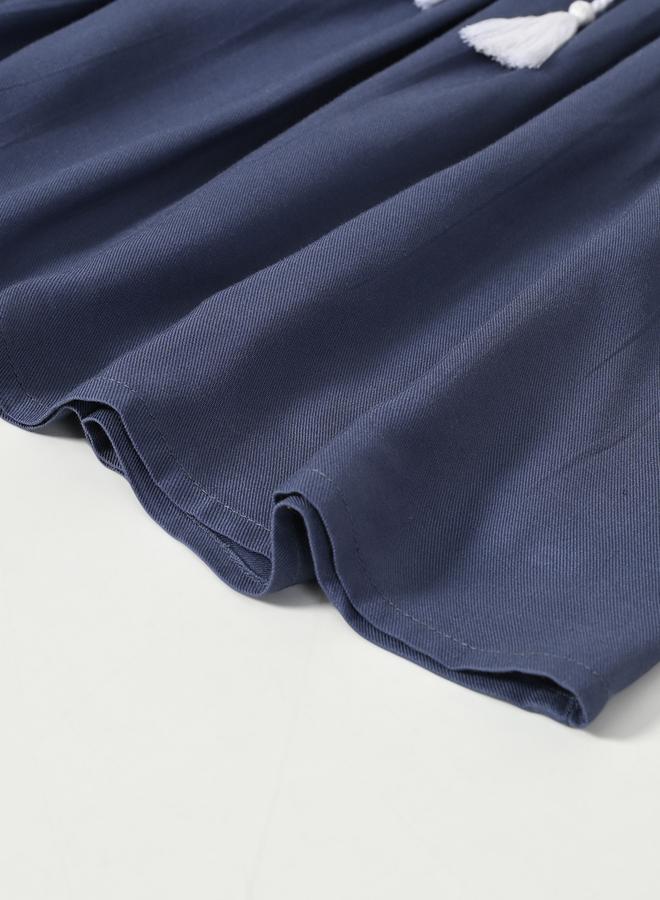 BELLA MODA Embroidered Puff Sleeve Knee-Length Dress - Image 5