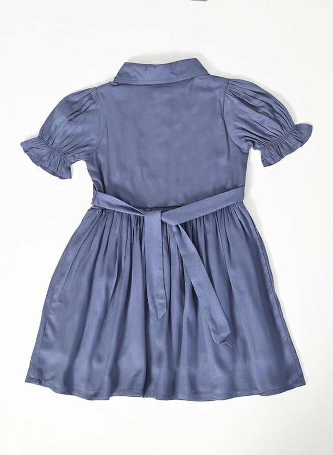 BELLA MODA Embroidered Puff Sleeve Knee-Length Dress - Image 3