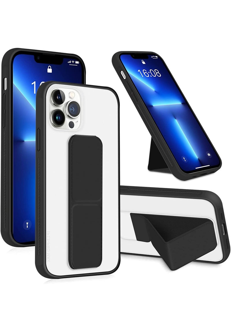 ELTRAZONE iPhone 13 Pro Max Case Cover, Matte Stand Foldable Kickstand Hand Grip Frosted Holder Phone Cover for 13 Pro Max 6.7 inch(Black) - Image 1