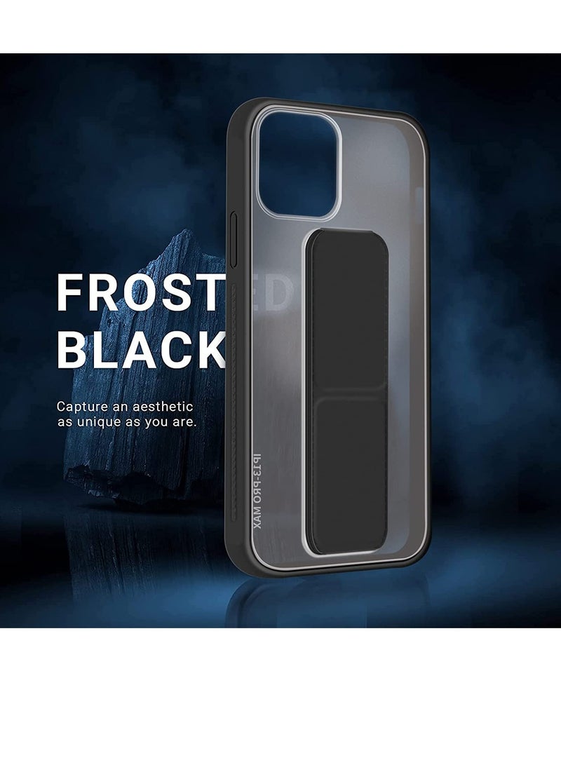 ELTRAZONE iPhone 13 Pro Max Case Cover, Matte Stand Foldable Kickstand Hand Grip Frosted Holder Phone Cover for 13 Pro Max 6.7 inch(Black) - Image 4
