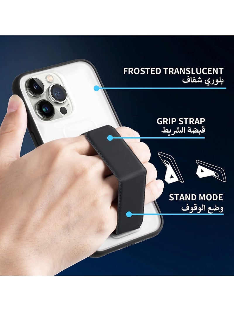 ELTRAZONE iPhone 13 Pro Max Case Cover, Matte Stand Foldable Kickstand Hand Grip Frosted Holder Phone Cover for 13 Pro Max 6.7 inch(Black) - Image 3