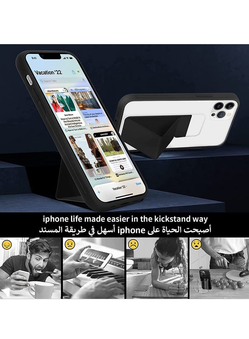 ELTRAZONE iPhone 13 Pro Max Case Cover, Matte Stand Foldable Kickstand Hand Grip Frosted Holder Phone Cover for 13 Pro Max 6.7 inch(Black) - Image 5