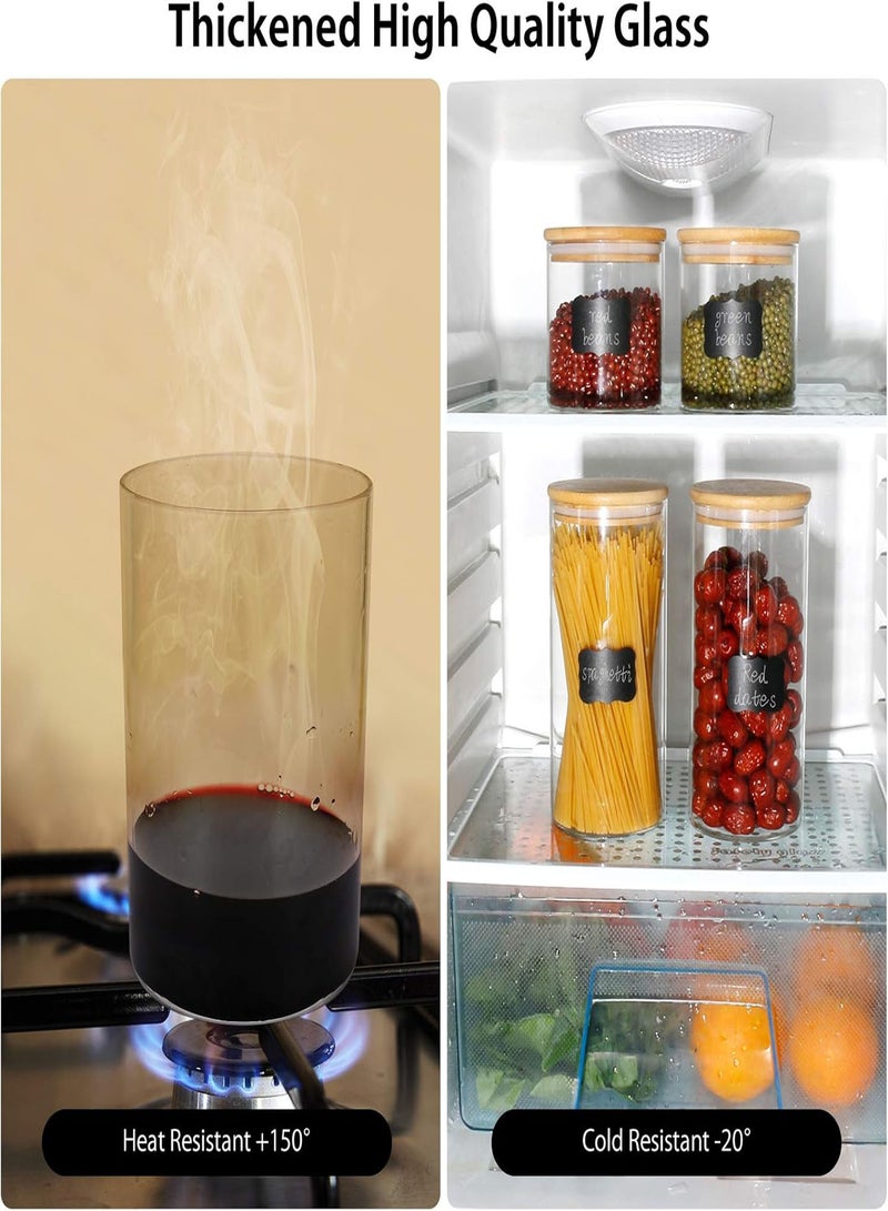 GGOOT Glass Jars Set 4Pcs, Spice Jars with Bamboo Airtight Lids Silicon Ring and Labels, Air Tight Kitchen Food Cereal Clear Canister Container for Kitchen Storage Grains Seeds Coffee Flour - Image 5