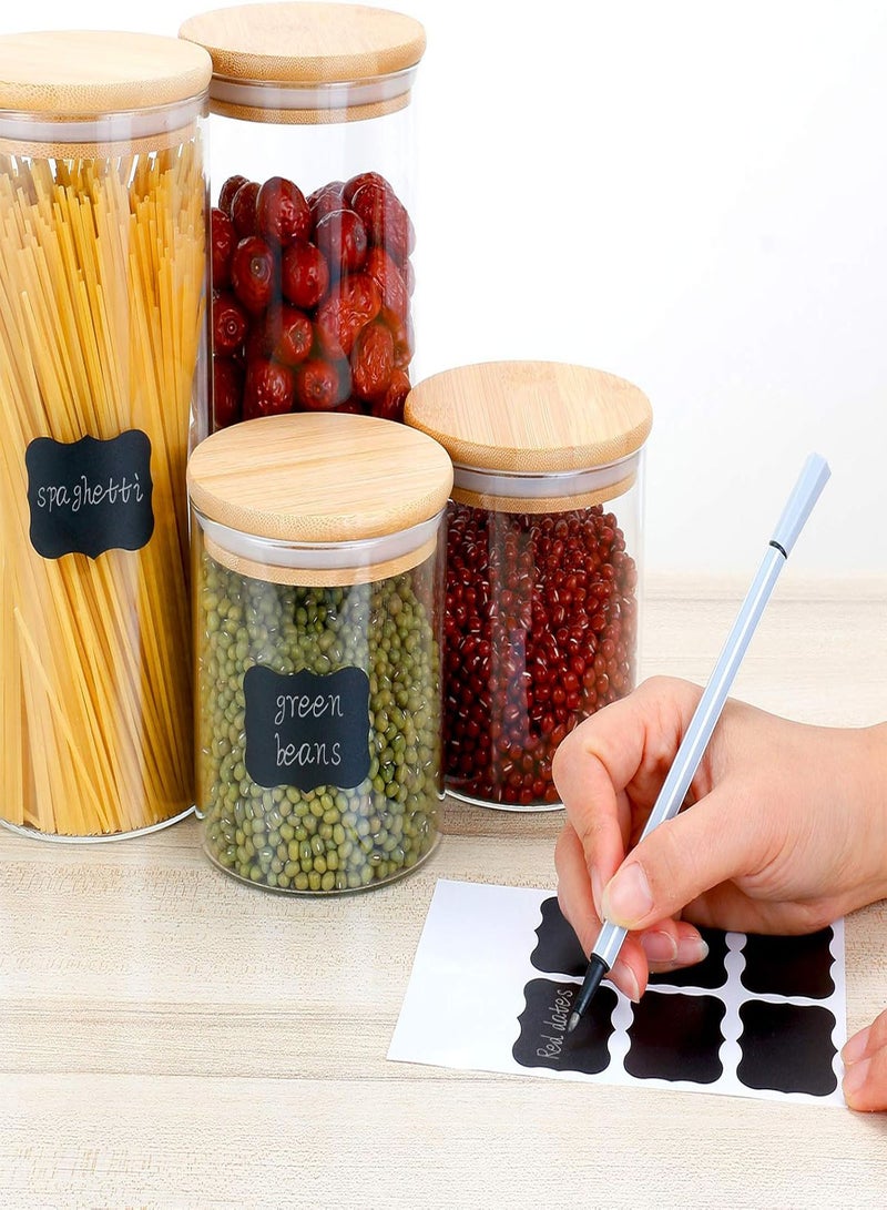 GGOOT Glass Jars Set 4Pcs, Spice Jars with Bamboo Airtight Lids Silicon Ring and Labels, Air Tight Kitchen Food Cereal Clear Canister Container for Kitchen Storage Grains Seeds Coffee Flour - Image 4