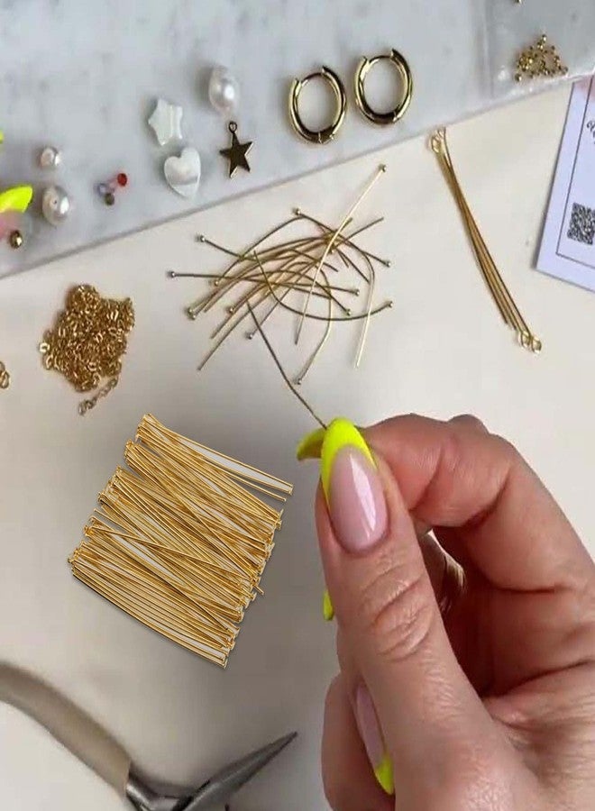 PINGEUI 1000 Pieces Gold Flat Head Pins 2 Inch Straight Eye Pins Jewelry Making, Metal Jewelry Making Pin DIY Heads for Craft Earring, Bracelet, Necklace, Pendant - Image 5