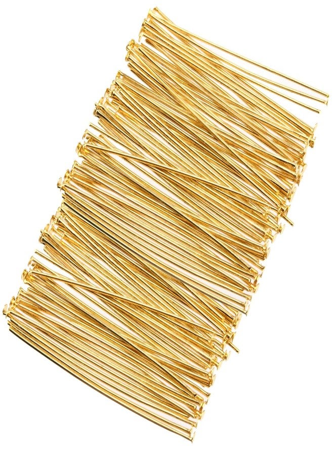 PINGEUI 1000 Pieces Gold Flat Head Pins 2 Inch Straight Eye Pins Jewelry Making, Metal Jewelry Making Pin DIY Heads for Craft Earring, Bracelet, Necklace, Pendant - Image 1