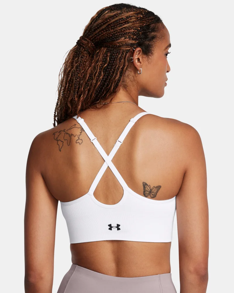 Under Armour White Women's Vanish Seamless Low-Support Training Sports Bra for Women | Best Price UAE