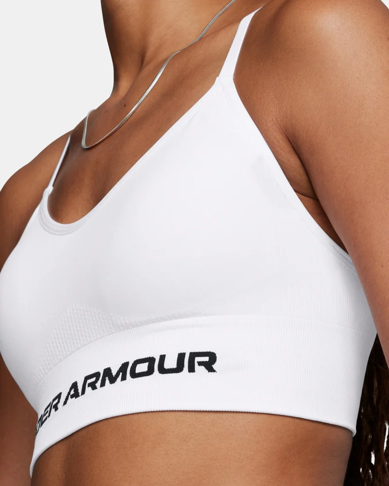 Under Armour White Women's Vanish Seamless Low-Support Training Sports Bra for Women | Best Price UAE