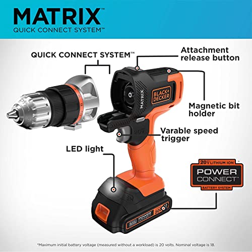 BLACK+DECKER BLACK+DECKER MATRIX 20V MAX* Drill Kit with Storage Case (BDCDMT120CSTFF) - Image 3