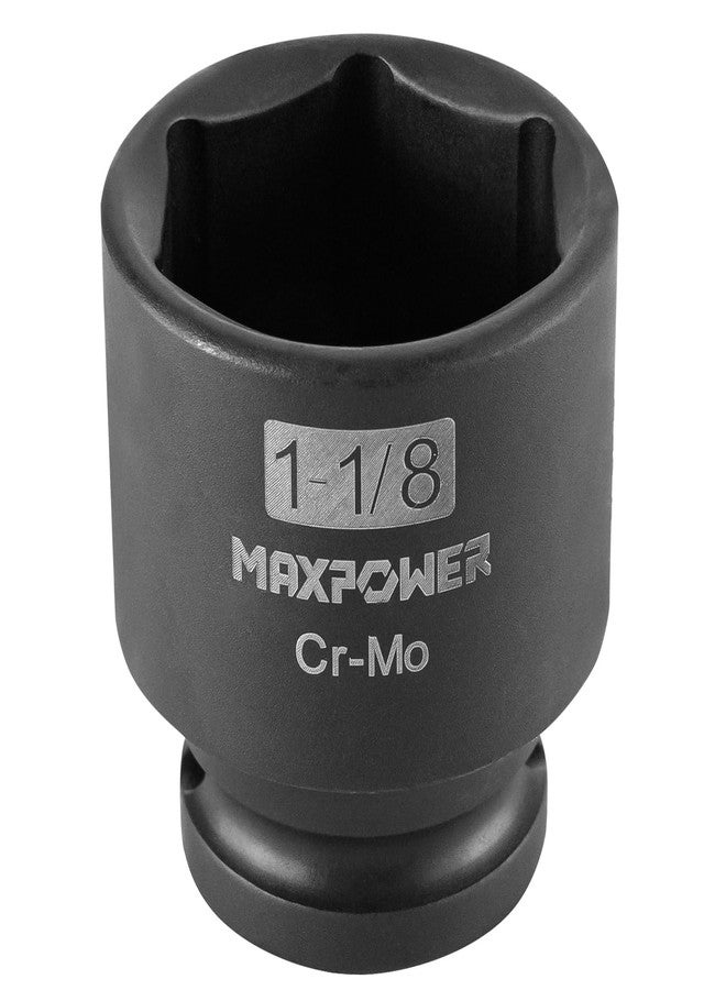 MAXPOWER 1/2 Inch Drive 1-1/8 Inch Standard Impact Socket, Made with Heat-Treated Chrome Molybdenum Steel, 6-Point Design, SAE - Image 2