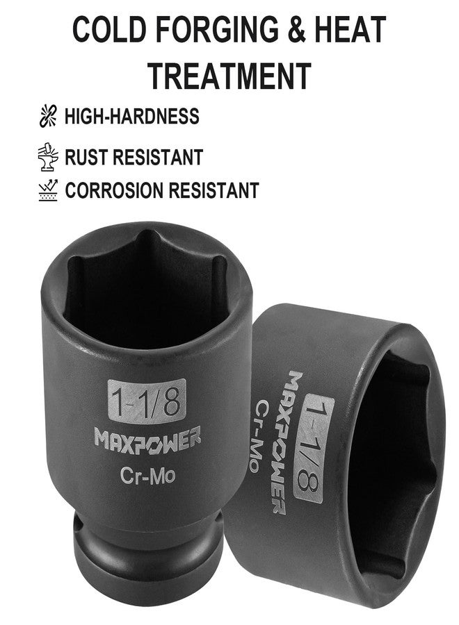 MAXPOWER 1/2 Inch Drive 1-1/8 Inch Standard Impact Socket, Made with Heat-Treated Chrome Molybdenum Steel, 6-Point Design, SAE - Image 5