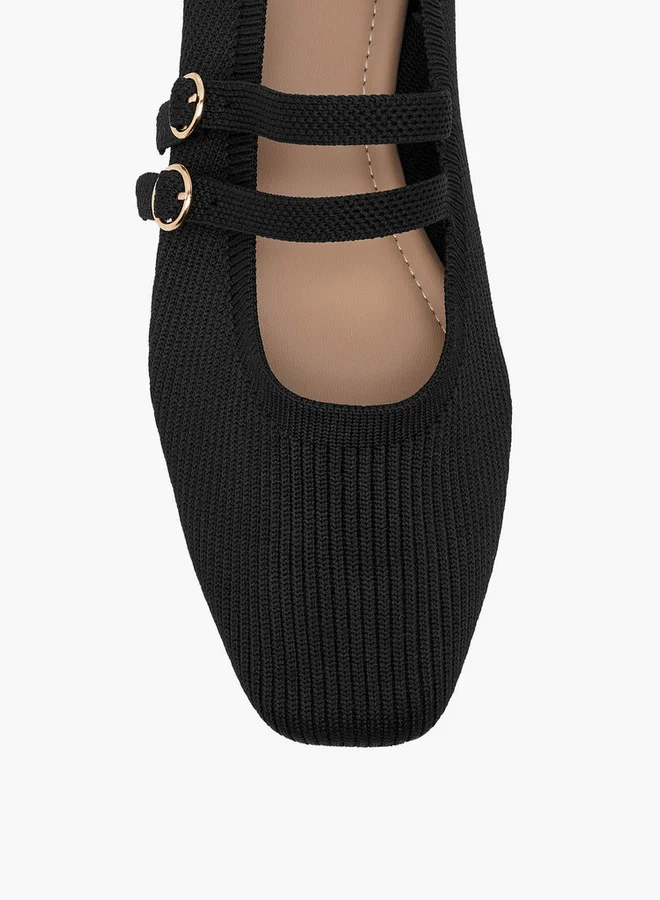 فلورا بيلا من شو إكسبرس Women's Textured Ballerina Shoes with Buckle Closure