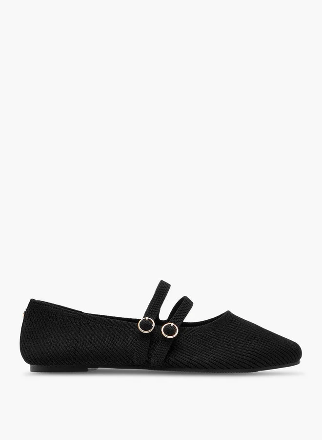 فلورا بيلا من شو إكسبرس Women's Textured Ballerina Shoes with Buckle Closure