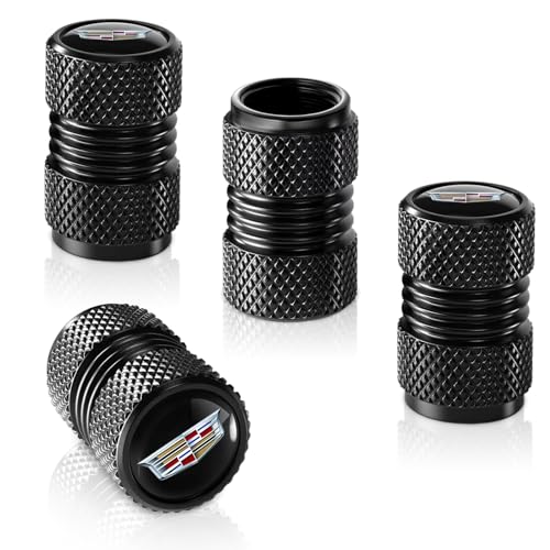 TACOMA Tire Valve Stem Cap Cover for Cadillac Escalade CT4 CT5 CT6 ATS CTS SRX XT5 Belt O-Ring Seal Corrosion Resistant.Tire Valve Stem Air Cap 4 Pack Black - Image 1
