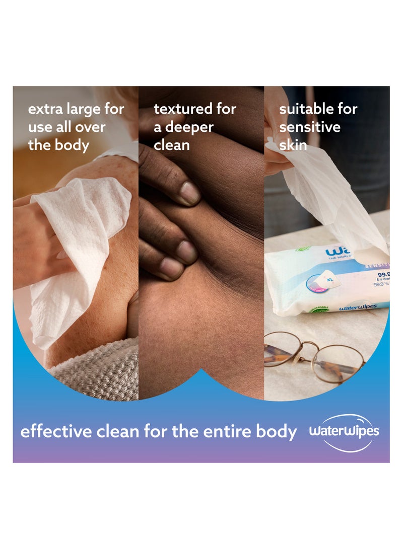 WaterWipes Adult Care Sensitive Wipes Extra Large, Water-Based Wet Wipe, Designed for All Over Cleansing - Image 5