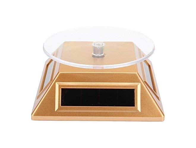 Loop Group Plastic Solar Powered Rotating Jewellery Ring Bracelet Mobile Phone Watch Display Stand - Gold - Image 1