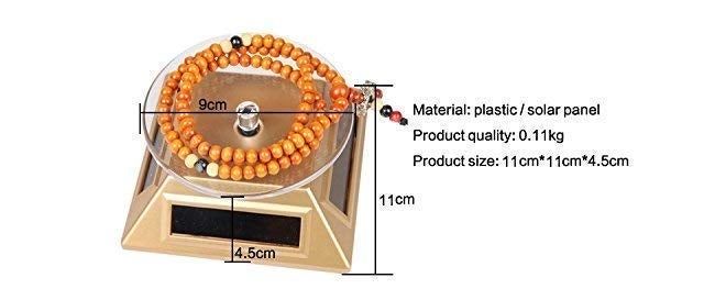 Loop Group Plastic Solar Powered Rotating Jewellery Ring Bracelet Mobile Phone Watch Display Stand - Gold - Image 3