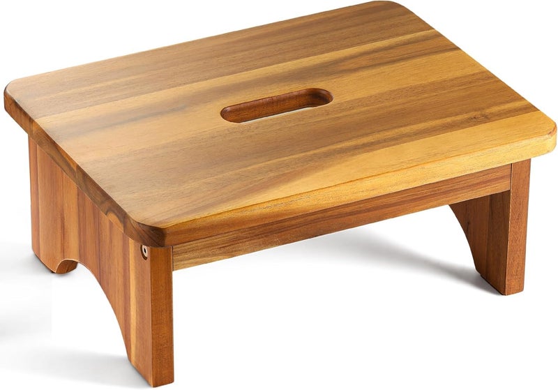 Carpentray Wooden Step Stool, 3.5'' One Step Stool for Adults, Wooden Beside with 550 Lbs Load Capacity, Heavy Duty/Durable Construction Safe for Bedroom/Kitchen (6.5in Height) - Image 4