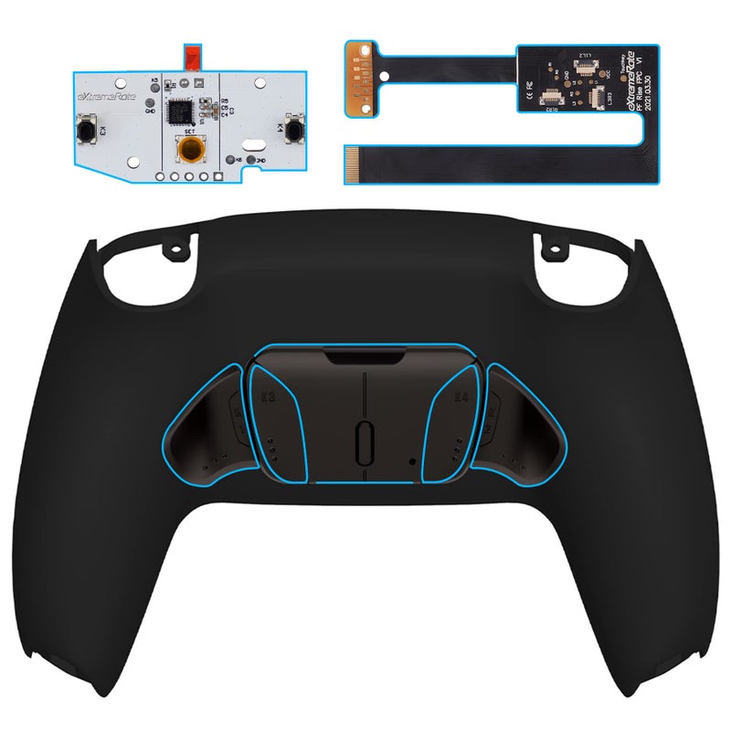 eXtremeRate Black Programmable Real Metal Buttons RMB Version RISE4 Remap Kit for PS5 Controller BDM 010 BDM 020 Upgrade Board Redesigned Back Shell 4 Back Buttons for PS5 Controller - Image 2