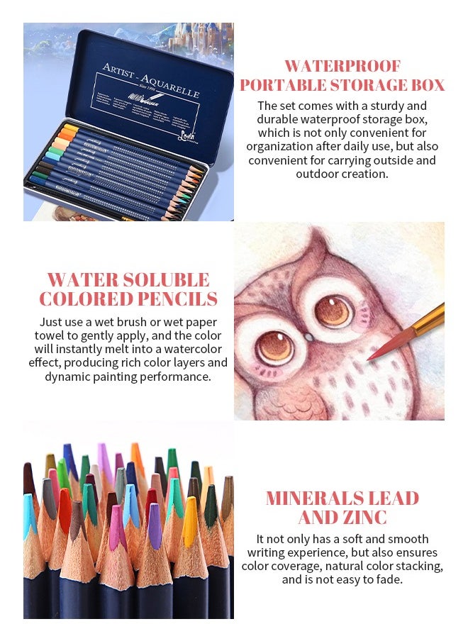 Beauenty - 72-Color Coloured Pencils, Shatterproof Watercolor Pencils, Triangular Comfortable Grip, Relieve Fatigue of Long-Term Use - Image 1