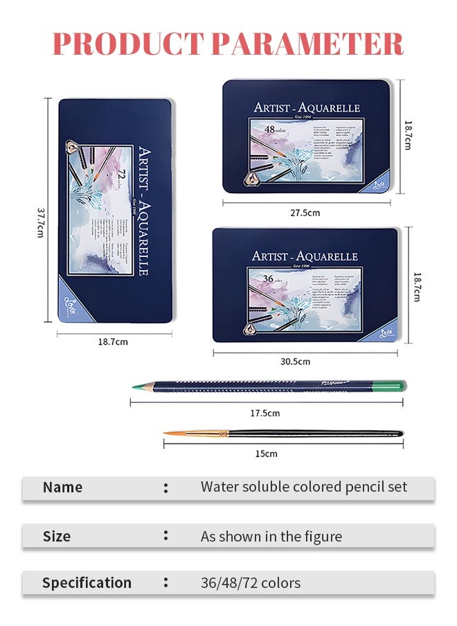 Beauenty - 72-Color Coloured Pencils, Shatterproof Watercolor Pencils, Triangular Comfortable Grip, Relieve Fatigue of Long-Term Use - Image 1
