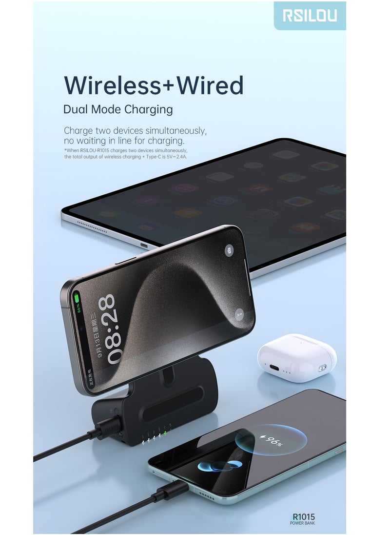 rsilou - YP01  5000 mAh Capacity Magnetic Wireless Fast Charging with Camera Bluetooth Shooting Handle, Type-C Fast Charging, Dual Device Charging Modes, EasySnap Power Bank - Image 1