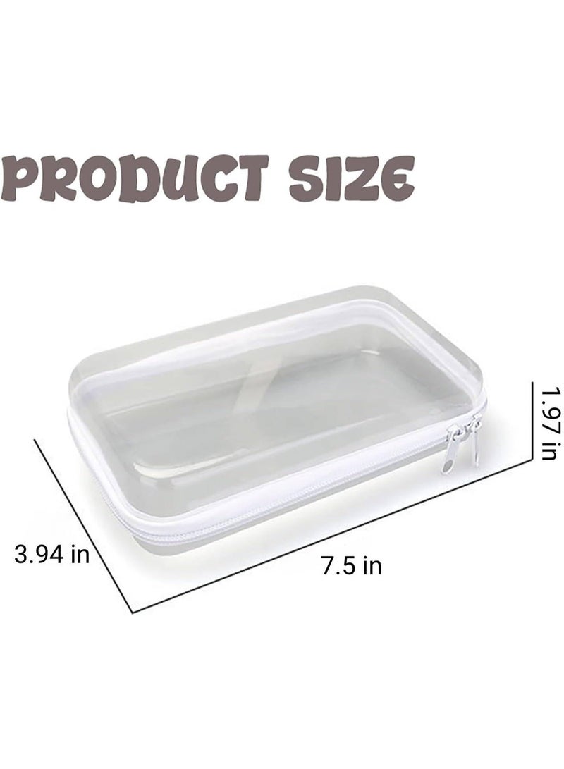 ChicAbode 2PC Small Clear Hard Shell Plastic Zipper Case, Double Zippers Hard Clear Zipper, Used for Storing Snacks Makeup Tools and Toiletries - Image 2