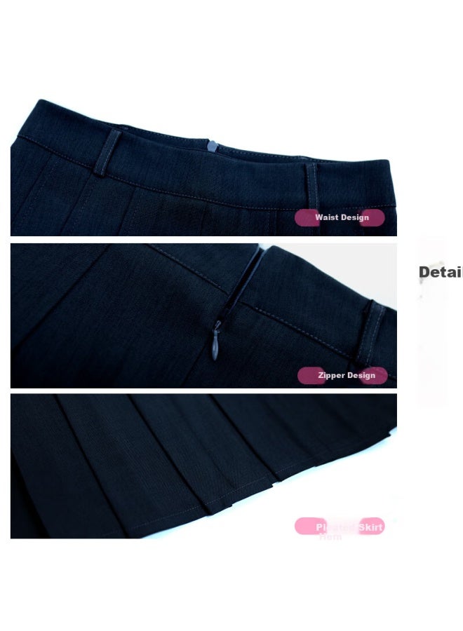 Liberal Casual Style Grey High Waist A-line Pleated Skirt Women Summer New Formal Dress Slimming Medium-length Suit Skirt - Image 4