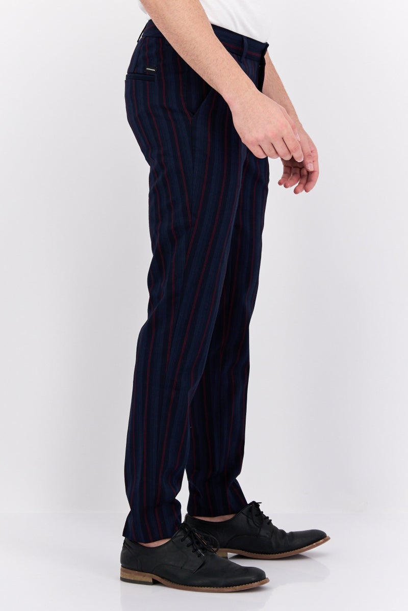 Scotch & Soda Men Super Slim Fit Striped Mott Chino Pants, Navy Combo  - Image 3