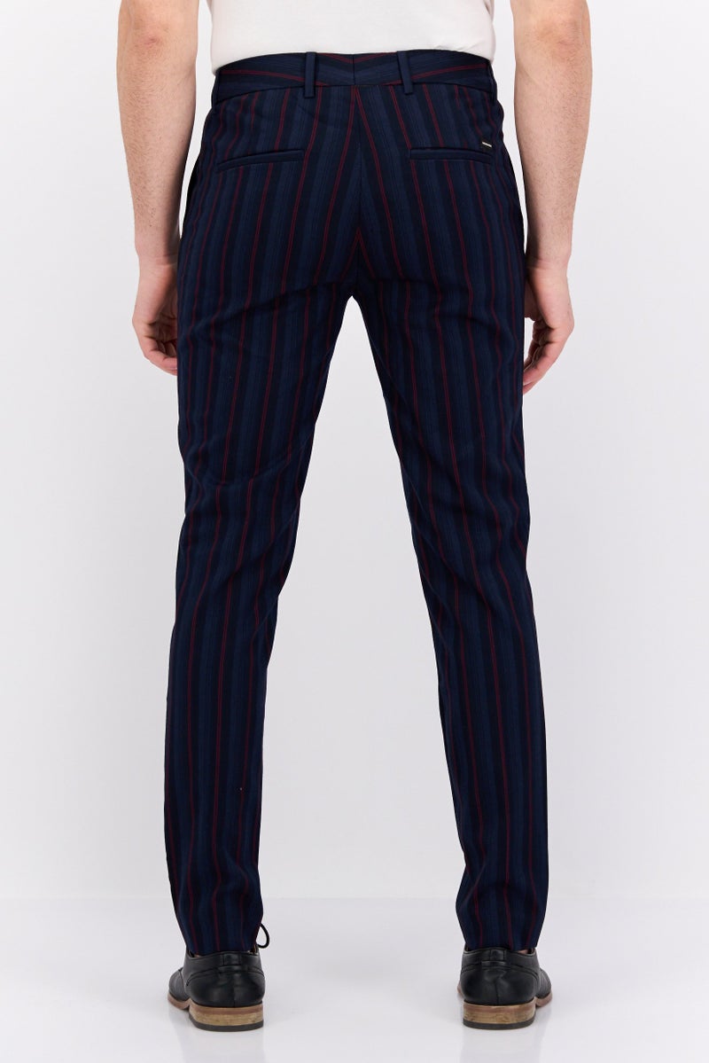 Scotch & Soda Men Super Slim Fit Striped Mott Chino Pants, Navy Combo  - Image 2