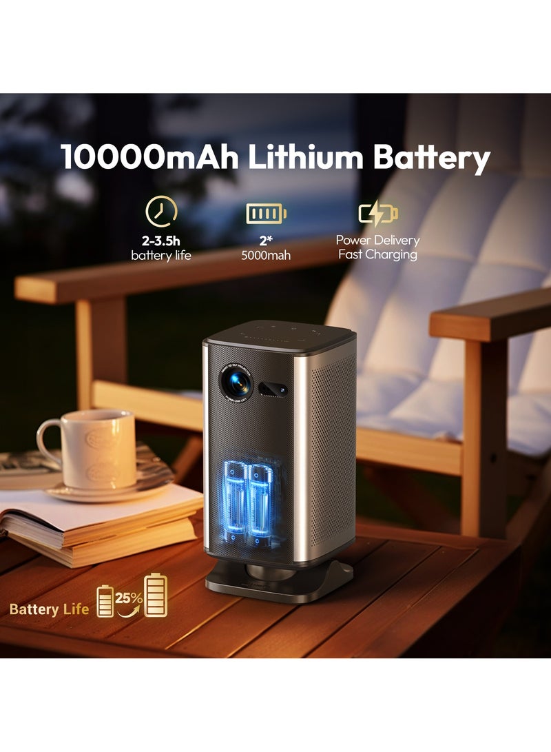 جهاز عرض ذكي واي فاي من BYINTEK P70X، بطارية 10000 مللي أمبير/ساعة، تركيز تلقائي، أندرويد 9.0، يدعم تقنية ثلاثية الأبعاد، شاشة واي فاي، شاشة مزامنة سلكية