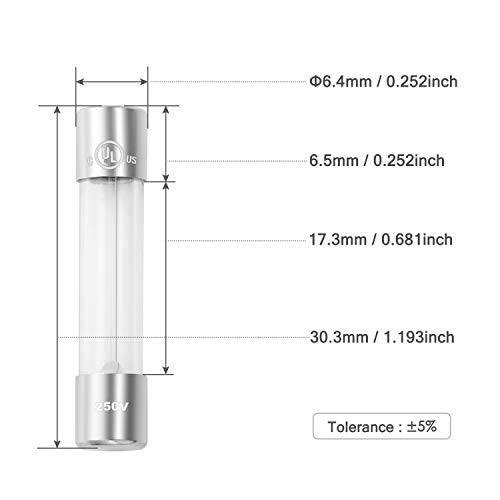 Chanzon UL Listed 11 Values 6x30mm Glass Cartridge Tube Fuse 55Pcs Fast Blow 125V (250V) Fuse Assortment Kit 0.5A 1A 2A 3A 4A 5A 6A 8A 10A 12A 15A(6.4mmx30.3mm) - Image 4