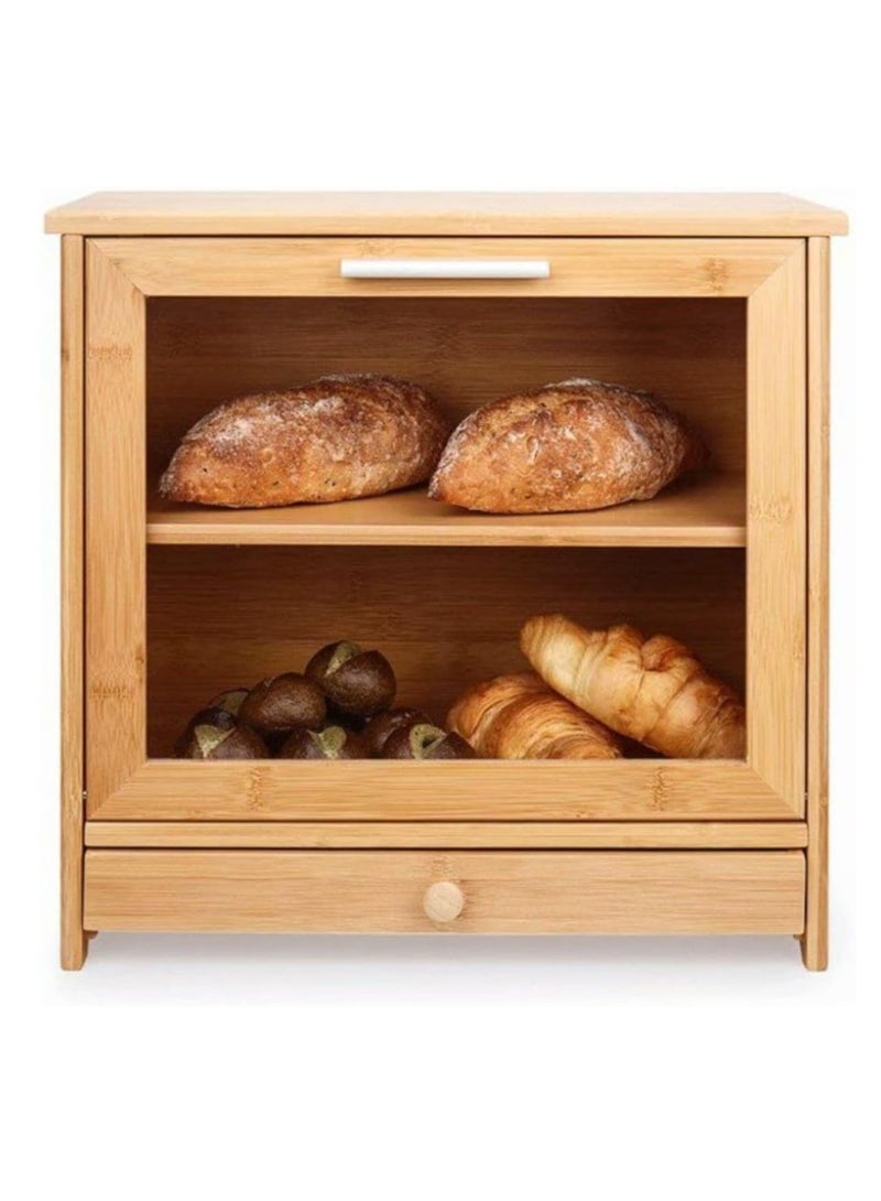 New shape wooden tray with drawer - to store baked goods and food in elegance and high quality Width 39 cm Length 37 cm / Depth 20 cm Bu - Image 2