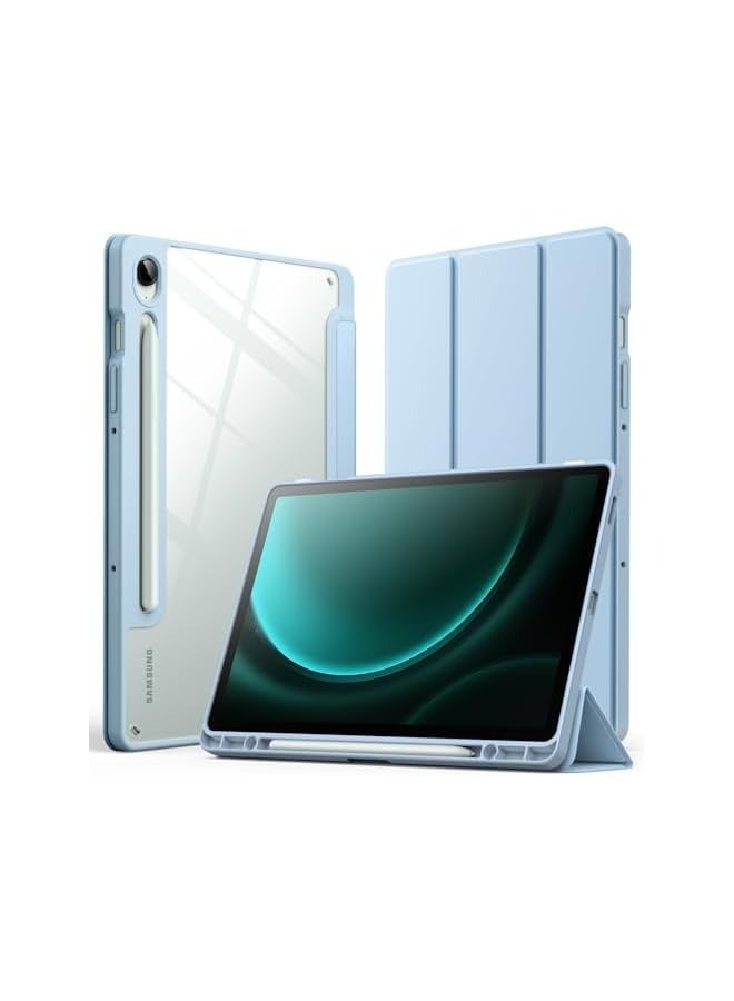 Jetech Case for Samsung Galaxy Tab S9 FE 10.9-Inch with S Pen Holder, Clear Transparent Hard PC Back, Protective Tri-Fold Stand Tablet Cover, Auto Wake/Sleep (Light Blue) - Image 1