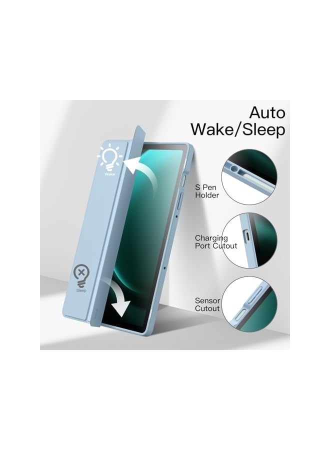 Jetech Case for Samsung Galaxy Tab S9 FE 10.9-Inch with S Pen Holder, Clear Transparent Hard PC Back, Protective Tri-Fold Stand Tablet Cover, Auto Wake/Sleep (Light Blue) - Image 4