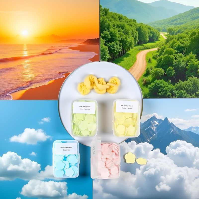 Paper Soap Sheets 3-Color Portable Dissolvable Hand Wash - Travel Soap Sheets for Camping Outdoor Hygiene - Image 2