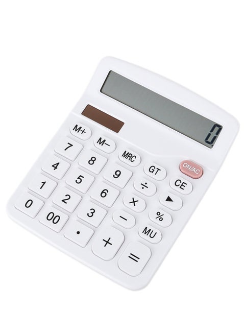 NOVOLAN 12 Digit Calculator Basic Desktop Calculator Solar Practical Calculator Student Calculator Large Lcd Scientific Calculator Non-Slip Oblique View Key Sensitive Office School (White)