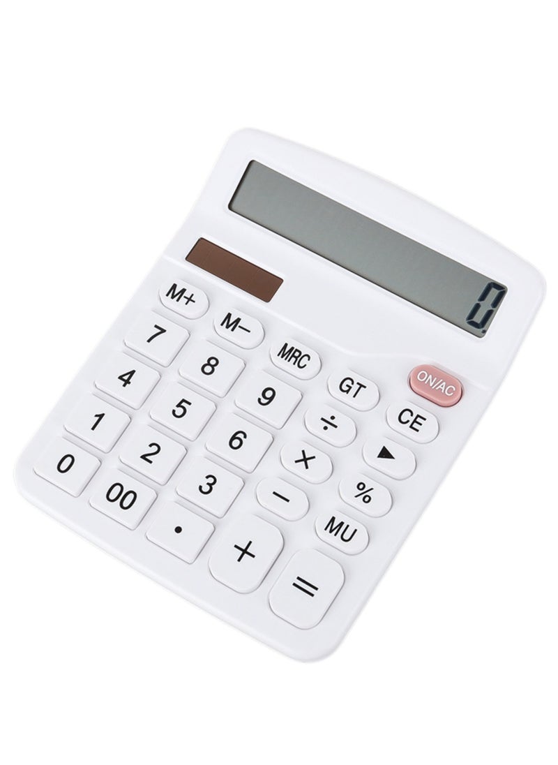NOVOLAN NOVOLAN 12 Digit Calculator Basic Desktop Calculator Solar Practical Calculator Student Calculator Large Lcd Scientific Calculator Non-Slip Oblique View Key Sensitive Office School (White)  - Image 1