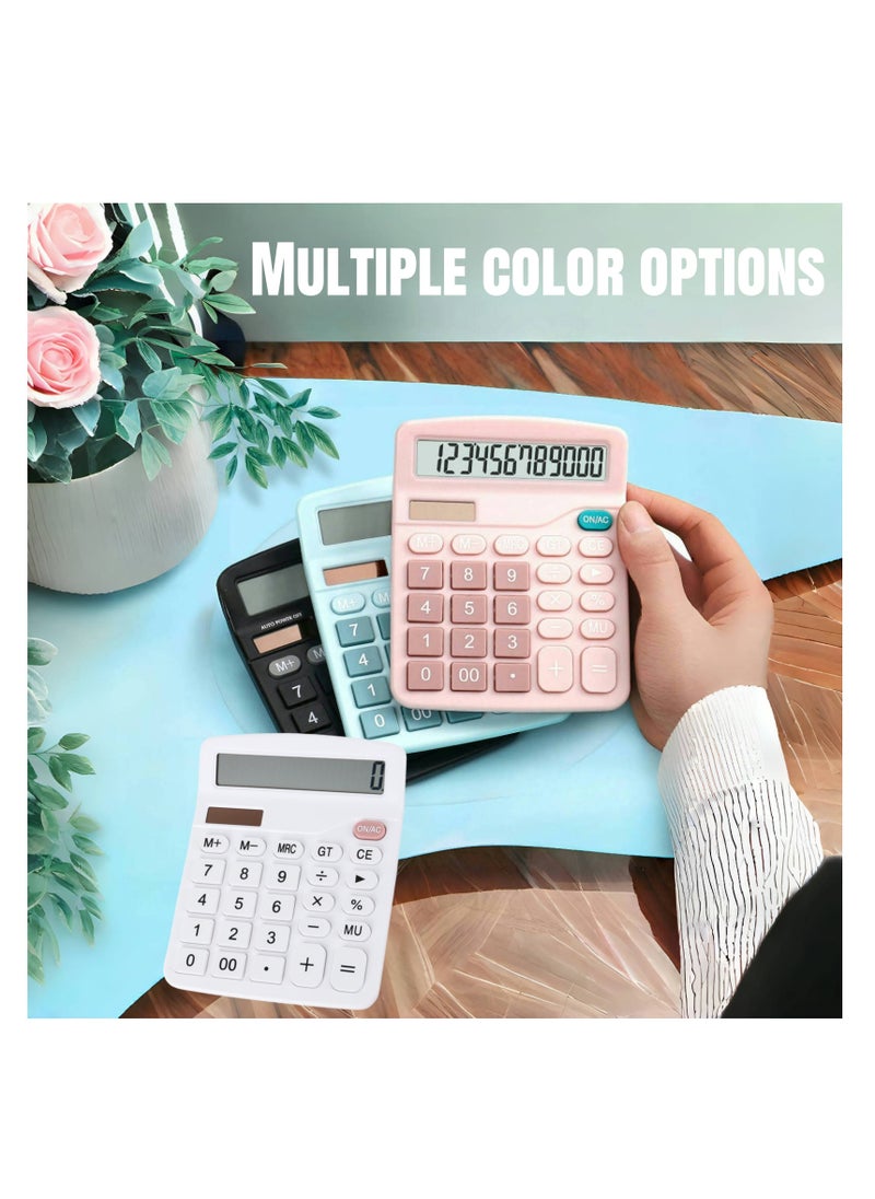 NOVOLAN NOVOLAN 12 Digit Calculator Basic Desktop Calculator Solar Practical Calculator Student Calculator Large Lcd Scientific Calculator Non-Slip Oblique View Key Sensitive Office School (White)  - Image 2