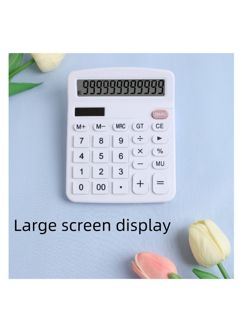 NOVOLAN NOVOLAN 12 Digit Calculator Basic Desktop Calculator Solar Practical Calculator Student Calculator Large Lcd Scientific Calculator Non-Slip Oblique View Key Sensitive Office School (White)  - Image 3