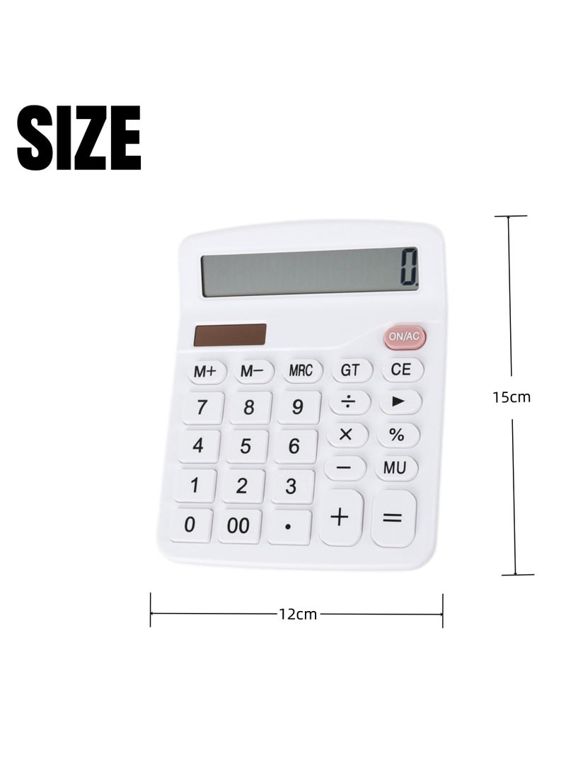 NOVOLAN NOVOLAN 12 Digit Calculator Basic Desktop Calculator Solar Practical Calculator Student Calculator Large Lcd Scientific Calculator Non-Slip Oblique View Key Sensitive Office School (White)  - Image 5