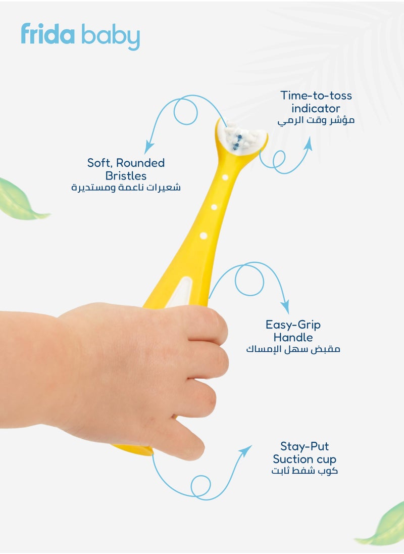 fridababy Grow-With-Me Training Toothbrush Set | Baby & Toddler Oral Care | 2-Stage Soft Bristle Brush | Easy Grip Handle | BPA-Free | Safe & Effective Gum Massage  - Image 4