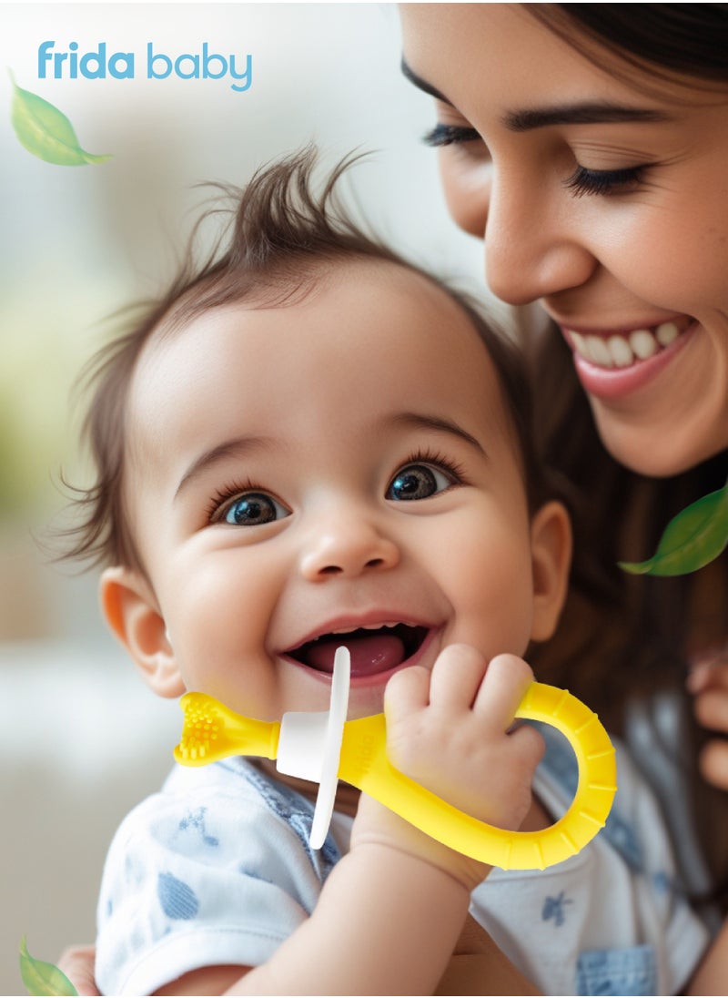 fridababy Grow-With-Me Training Toothbrush Set | Baby & Toddler Oral Care | 2-Stage Soft Bristle Brush | Easy Grip Handle | BPA-Free | Safe & Effective Gum Massage  - Image 2